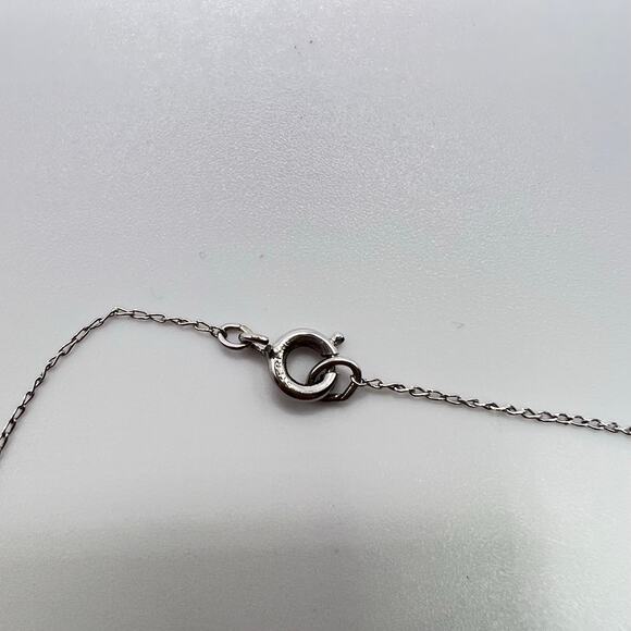 Vintage La Mode Marked Heart Pendant Necklace Sterling Silver MCM Star Starburst - Picture 4 of 6